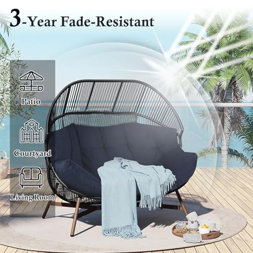 Zacammy Outdoor Rocking Chair Cushions, Waterproof Colorfast Papasan Chair Cushion, 6.3 Inch Thicken Egg Chair Cushion With Ties For Patio Or Porch Royal Rocking Chair thumb #2