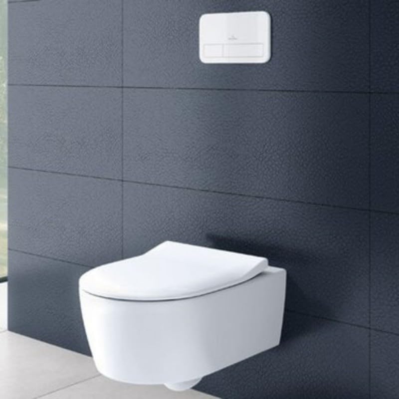 Pack WC suspendu sans bride VILLEROY ET BOCH Avento + Bâti support ViConnect Pro + abattant frein de chute + plaque noir mat
