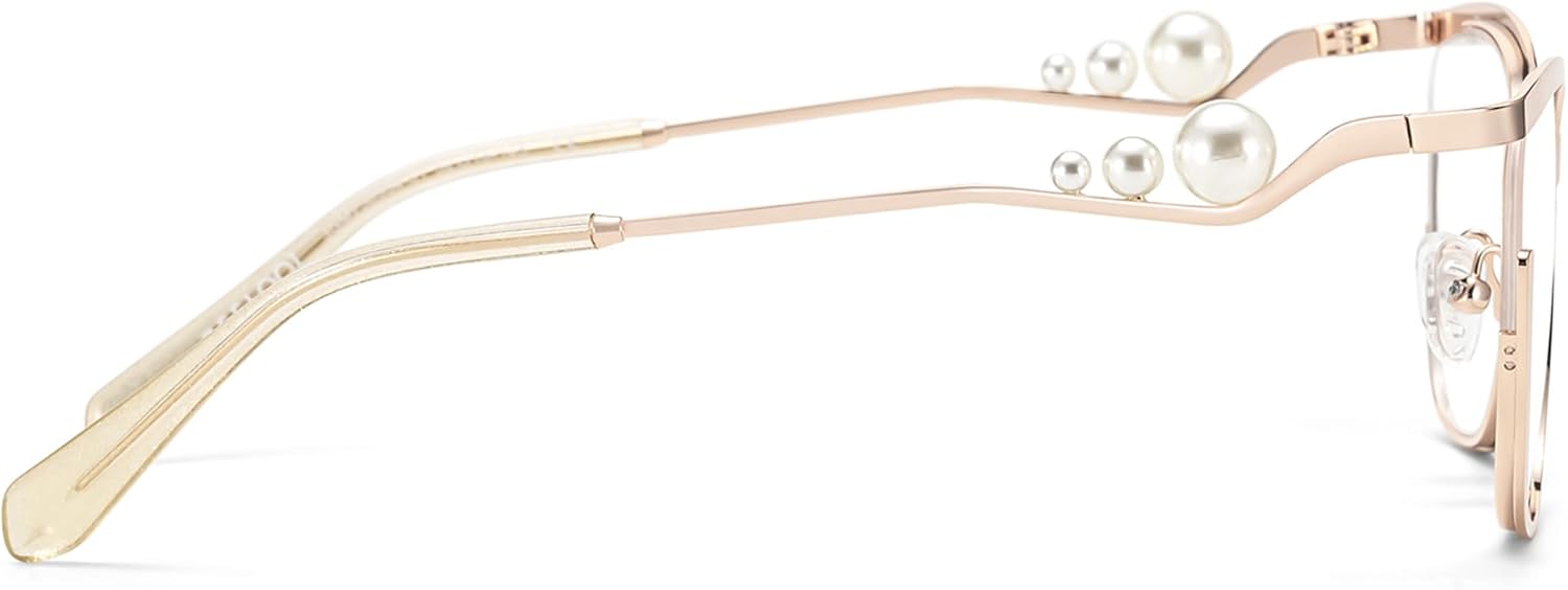 Zeelool Glasses Frames for Women Pearl Blue Light Glasses Fashion Metal Butterfly Eyeglasses Semi Rim Anti Eyestrain Aria - Image 7
