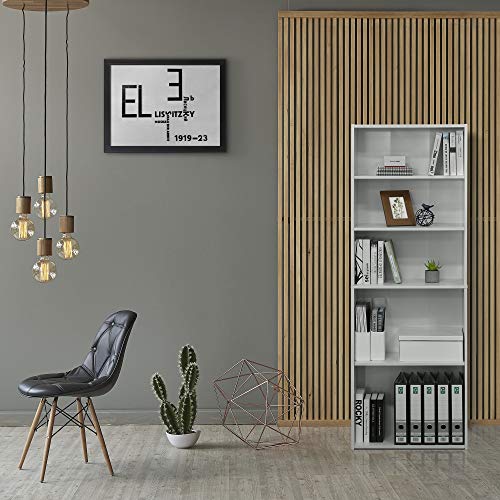 Image of FURINNO Wright 5-Shelf Bookcase, Soft White