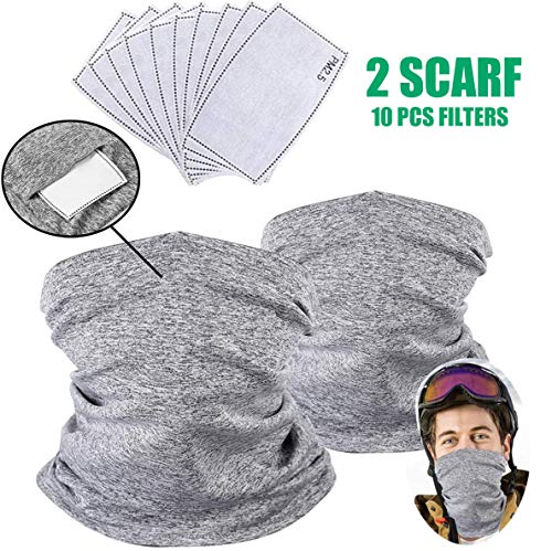 JOSMAX 10 PCS Filters with 2 Pack Cycling Scarf with UV Dust Protection