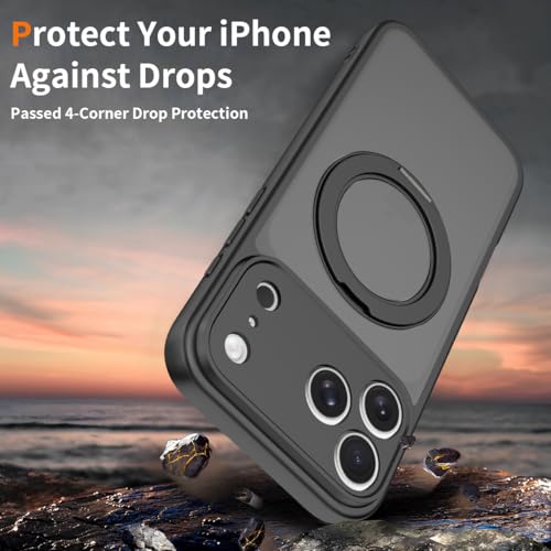 Image of Magnetic Case for iPhone 17 Pro Max With Magnetic Ring Stand, [Compatible with Magsafe] [Military Grade Drop Protection] Shockproof Phone Cover for iPhone 17 Pro Max Full Camera Protection 6.9 inch Black