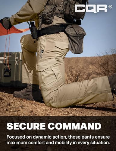 Image of CQR Men's Flex Ripstop Tactical Pants, Water Resistant Stretch Cargo Pants, Lightweight EDC Hiking Work Pants
