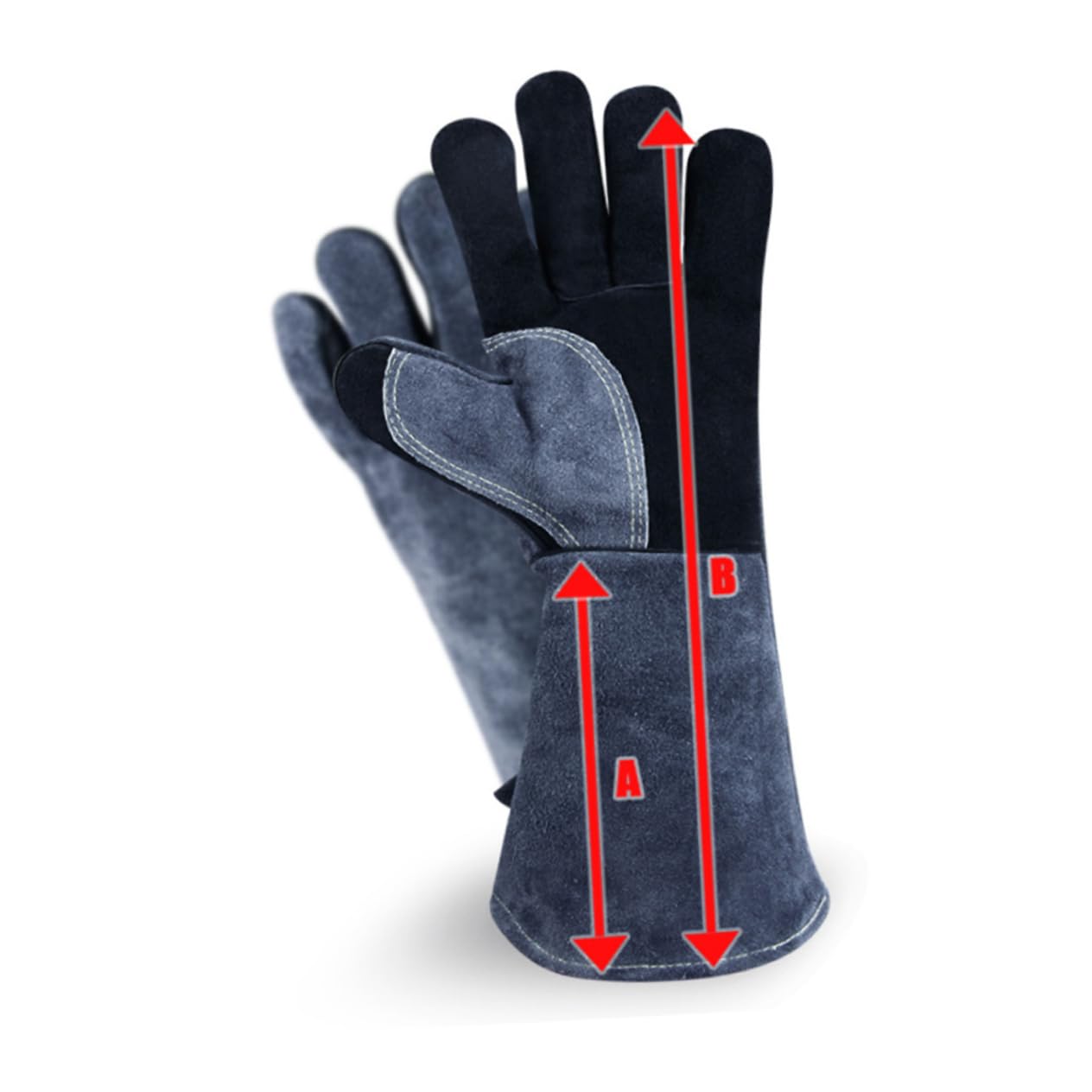 Guantes de Barbacoa 1 Par de Cuero Resistentes al Calor Negro