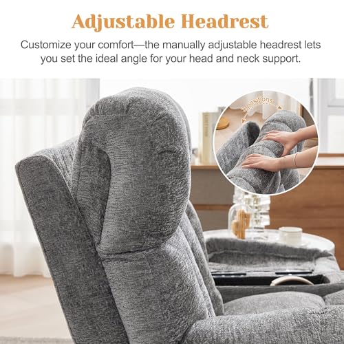 Image of Korser Oversized Dual Motor Power Lift Recliner for Elderly with Massage and Heat, Extra Wide Electric Recliner with Adjustable Headrest, Lift Chair with Storebox Cupholder, USB Ports, Type C, Grey