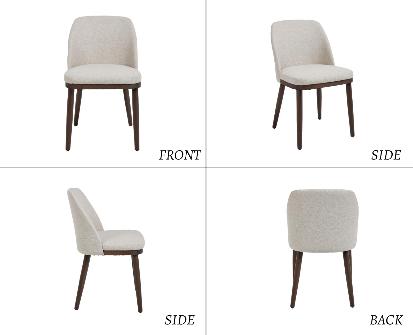 Ya-Home Set di 2 Sedie da Pranzo in Tessuto di Lino con Gambe in Legno, Beige