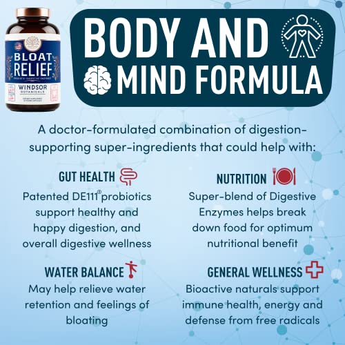 Bloat Relief Probiotics And Digestive Enzymes - Anti Bloating Turmeric, Ginger, Fennel, Bromelain Supplement - Debloat Capsules Gas And Bloating Relief For Women And Men - 30 Gut Health Bloating Pills #TOP5