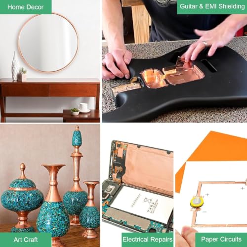 Image of 2Pcs Copper Tape Conductive for Wrapping & Ainsulating Wire | 2Size Double-Sided Conductive Copper Tape | Strong Adhesion & Shielding | Easy Cut & Flexible