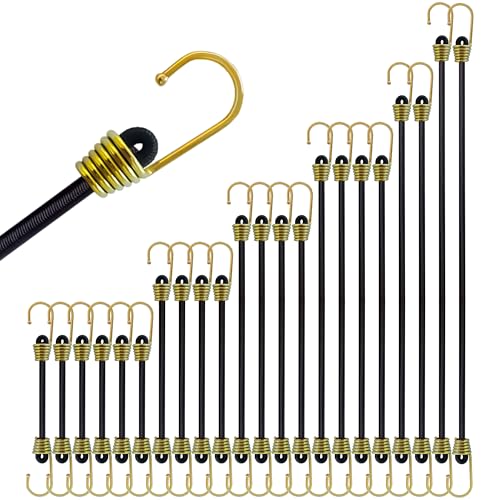 Yelier Mini Bungee Cords With Hooks, 22-Piece Assortment: (2', 4', 6', 8', 10', 12') Small Bungee Cords With Hooks For Versatile Outdoor Bungee Cord Set.