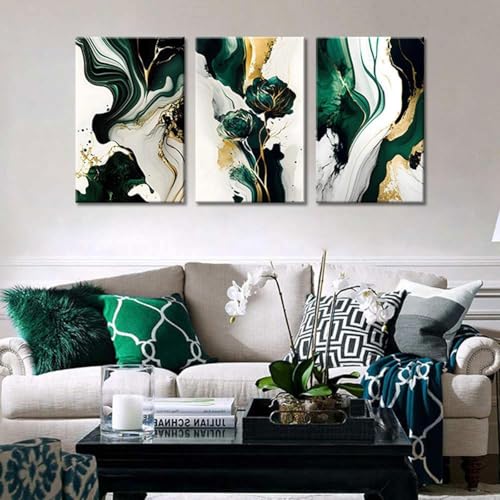 Toile murale vert émeraude 70x100cm affiche marbre abstrait déco maison - 2