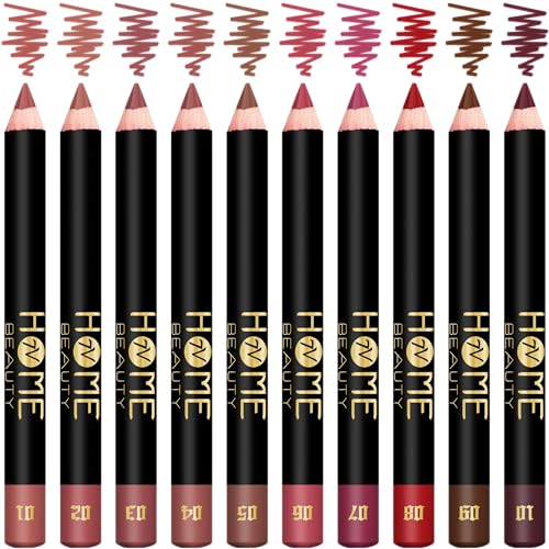 7V HOME BEAUTY Matte Lip Crayon Set, 10PCS Lip Liner High Pigment Long Lasting Lipstick Pencil (SET A, 10 Count (Pack of 1))