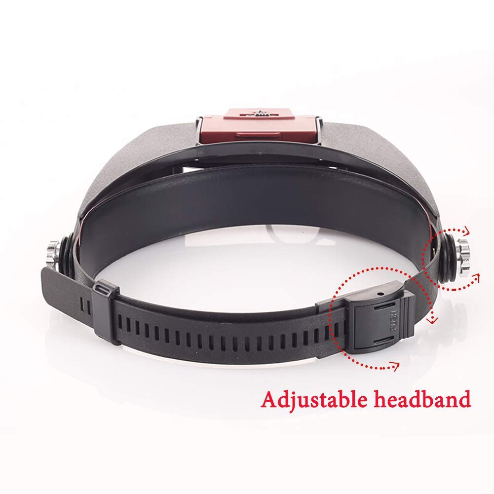 Loupe Frontale LED 4 Lentilles – Bandeau Réglable Pour Bricolage Et Lecture