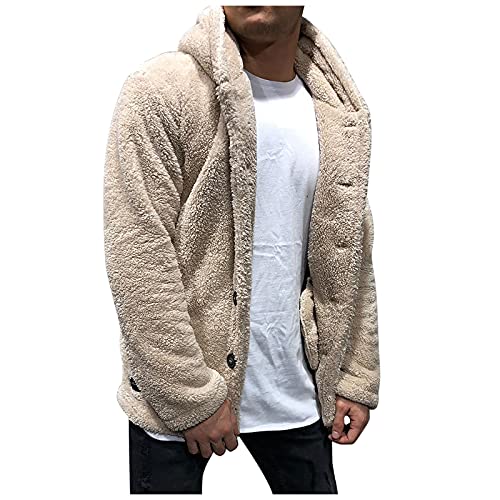 WENKOMG1 Mens Fluffy Fuzzy Jacket,Plush Fleece Casual Winter Fall