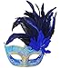 Costume Mask Feather Masquerade Mask Halloween Mardi Gras Cosplay Party Masque (Blue)