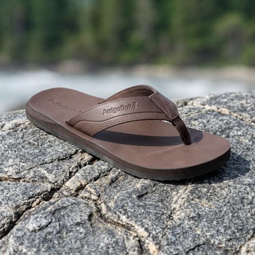 Image of AX BOXING Mens Flip Flops Leather Thong Sandals Casual Comfort Slides Slippers