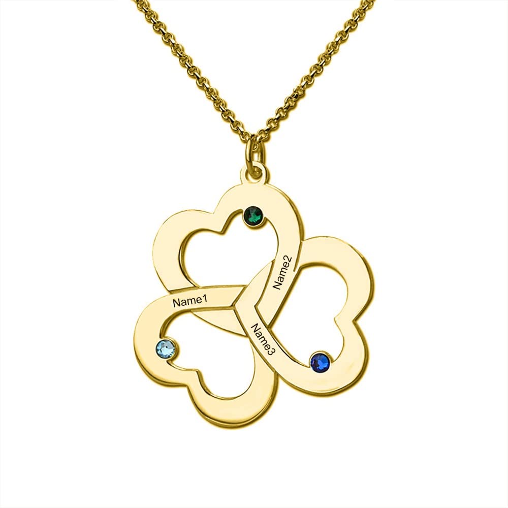 Silver Heart Love Engraved Jewelry Mom Daughter Necklace Customized Bestfriend Neckalcelace With 3 Kids Names Personalized Mama Nana Family Necklaces Mothers Day Mother