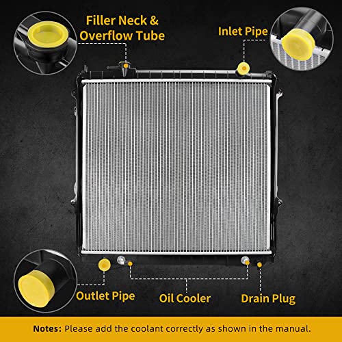 Image of DWVO Radiator Complete Radiator Compatible with 1995-2004 Tacoma 2.7L L4 3.4L V6