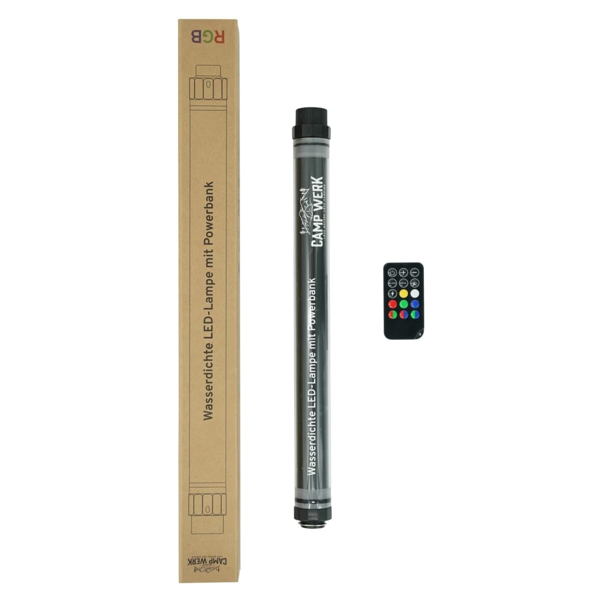 CAMPWERK LED-Camping-Lampe RGB mit Powerbank – 1000 lm, stufenlos dimmbar, App- & Fernbedienung, wasserdicht IP68 – Outdoorlampe mit Farbwechsel & 12 Modi für Camping, Notfall & Freizeit