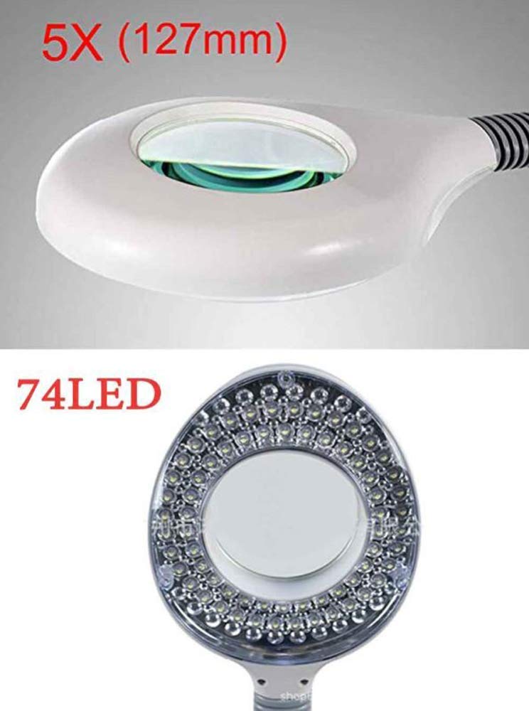 5X Grande loupe Support-loupe Lampe Lampe de Travail Support de Montage Pince Mains Libres Lampe loupe avec 74 lumières LED à économie d'énergie