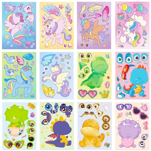 Libri con Adesivi con Adesivi Riutilizzabili, 12 pezzi Libri adesivi per età 3-6 anni Ragazzi Libro per Bambini Ragazze adesivi stagioni, fiabe, animali marini Sticker educativo Regalo