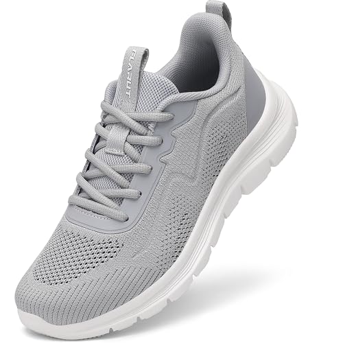 FLARUT Damen Laufschuhe Atmungsaktiv Leichte Turnschuhe Sportschuhe Bequeme Running Sneaker Mesh-Obermaterial rutschfeste Dämpfung für Walking Fitness Jogging Laufen Gym OutdoorGrau38
