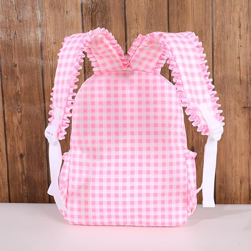 Nylon Backpacks for Women Lightweight Cute Casual Daypack Backpacks for Travel Shopping (Gingham Pink)3