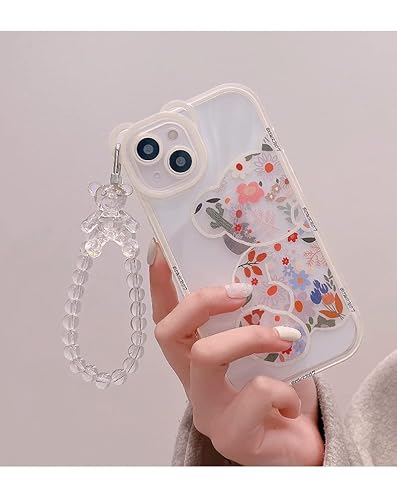 Demeiya Compatible With Iphone 12 Pro Max Case,Transparent Cute Floral Bear Pattern Lens Protection Keychain Design For Women Girls Fashion Soft Tpu Rubber For Iphone 12 Pro Max #TOP2