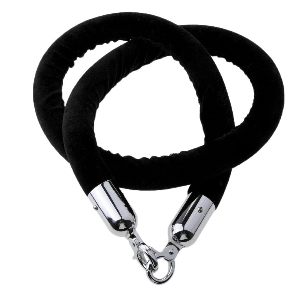 Corde de Barrière Diviseur de Files d'Attente 1.5m Corde Torsadée Cordon Séparation pour Poteaux de Guidage - Noir, 1.5m