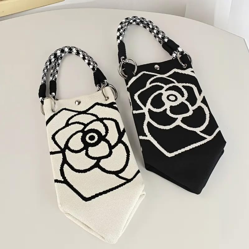 Bolso tote tejido floral a crochet miniatura 5