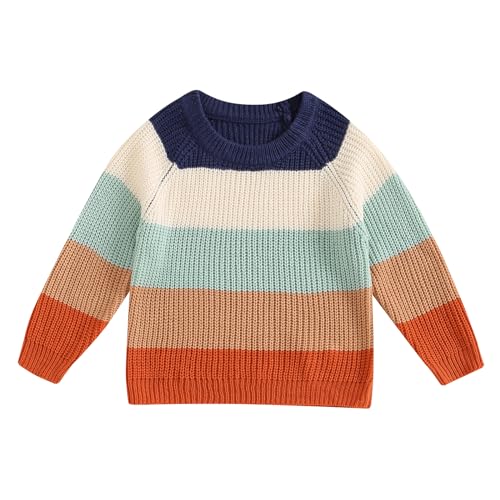 Image of Douhoow Infant Baby Knit Sweater Baby Boy Sweaters Color Block Baby Girl Sweaters Baby Fall Winter Clothes