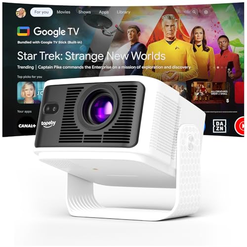 4K Vidéoprojecteur‌ [Google TV & 4K HDR10+ & 1080p Native Rés & Auto Screen Correction] 10000+ Apps, Assistant AI, Dual 10W 3D Speakers, Rétroprojecteur...