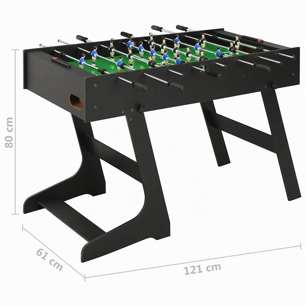 vidaXL Calcio Balilla Pieghevole Giochi Interni Simulazione Sport Divertimento Casa Pub Locale Sala Giochi Intrattenimento Robusto Nero 121x61x80cm