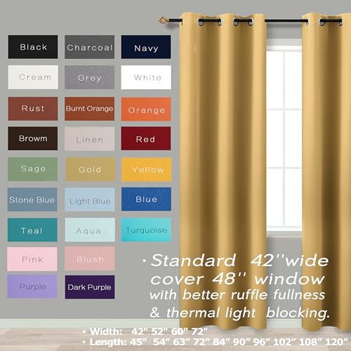 Image of Sun Light Gold Curtains for Living Room 42 by 84 inches Long