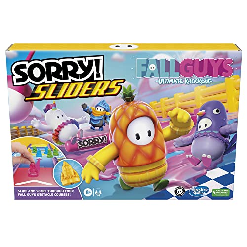 Hasbro Gaming Sorry! Sliders Fall Guys Ultimate Knockout Board Game for Kids Ages 8 and Up, Exciting Twist on The Classic Hasbro Family Board Game