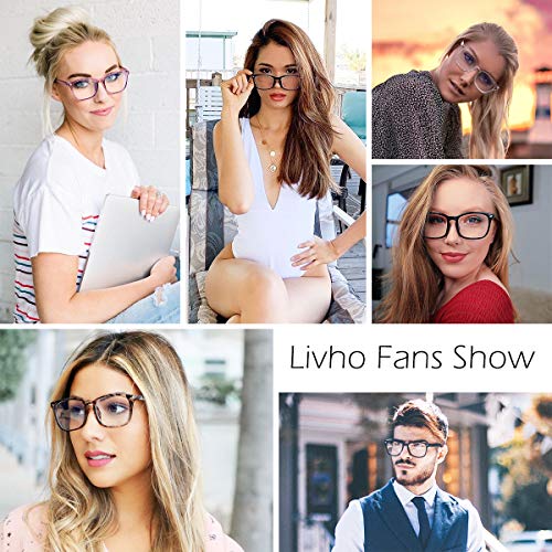 Livho 2 Pack Blue Light Blocking Glasses, Computer Reading/Gaming/TV/Phones Glasses for Women Men,Anti Eyestrain