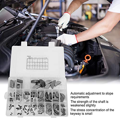 Syrisora 135-teiliges Scheibenfeder-Schwungrad-Riemenscheiben-Kurbelwellen-Keil-Sortiment-Kit Mehrere Zwecke, Halbmond-Getriebewellenantrieb