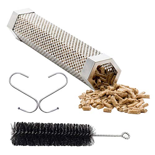 MiaoxinUK Pellet Smoker Tube, 6 Barbecue Wood Pellet Tube Smoker for Cold/Hot Smoking, Portable BBQ Smoke Generator Works with All Electric Gas Charcoal Grill or Smokers