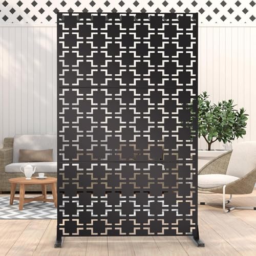 6FT Outdoor Metal Privacy Screen – Decorative Privacy Fence and