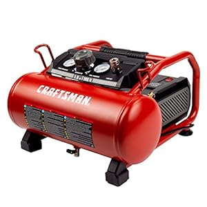 Craftsman Air Compressor, 3 Gallon 1.5 HP Max 155 Psi Pressure Oil-Free Portable, Red- CMXECXA0200341
