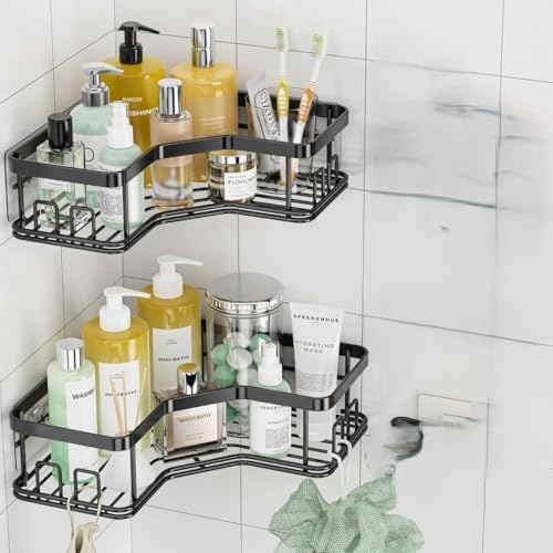Image of Nieifi KIMEE Bathroom Shelf Organizer Pack of 2 | Wall Mounted Aluminum Bathroom Rack | Self Adhesive Shower Shelf Storage for Shampoo, Soap, Toiletries & Kitchen Accessories