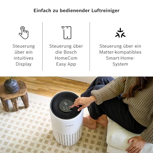 Bosch Air 4000i App-gesteuerter Luftreiniger - Für Räume bis zu 62,5 m² - Entfernt Schadstoffe - Mit 3-in-1 Luftfilter, Smart Sensor, Automatikmodus, Ruhemodus ( – Bild 4