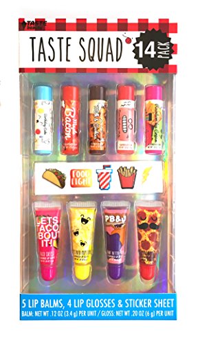 Taste Beauty Taste Squad Foodie Flavored Lip Balm Set (5 Lip Balms, 4 Lip Glosses, Puffy Sticker Sheet)