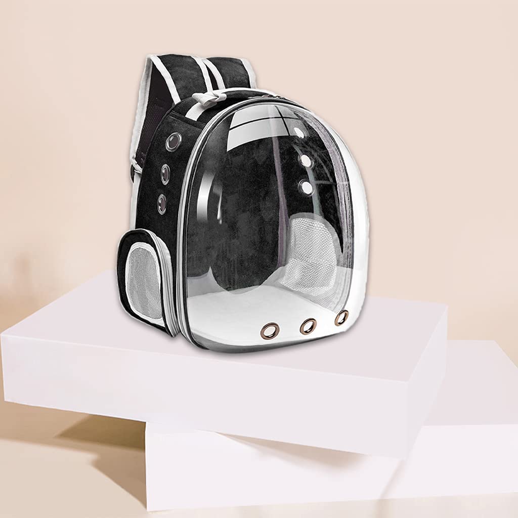 MagiDeal Premium Katze Rucksack Transporteur, Große durchsichtig Pet Blase Tasche, Tragbare Belüfteten Katze Kleine Hund Transporteur, im freien wasserdichte, Schwarz