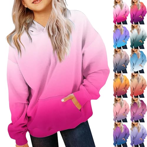 Cute Hoodies For Girls Oversized Long Sleeve Sweatshirt Gradient Teen Girls Pullover Tops 2-13 Years