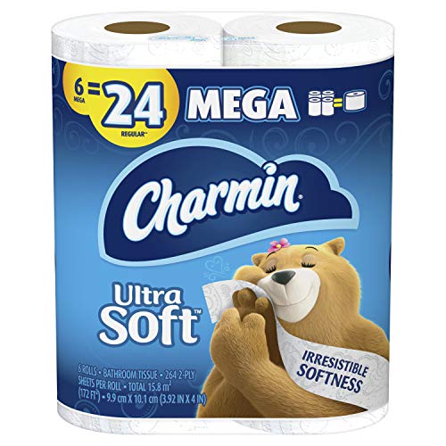 Image of Charmin Ultra Soft Toilet Paper, 6 Mega Rolls = 24 Regular Rolls