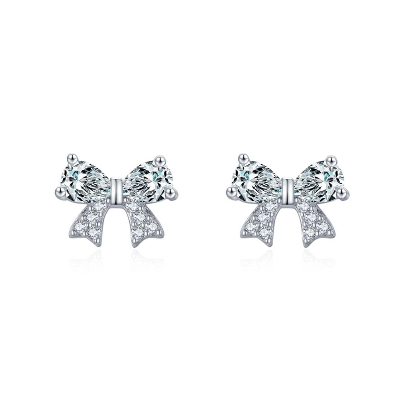 Kolczyki na sztyfcie, białe złoto, białe złoto, 750 585 375, damskie, elegancka kokarda z kroplami, okrągłe kolczyki Moissanite, prawdziwa biżuteria na wesele, dla panny młodej, białe złoto