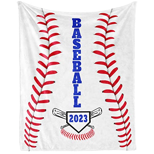 Baseball Throw Blanket for Men Women - 60x80 Inches Twin Size - Soft Fluffy Cozy Blankets Gift - White Sports Blanket Throws for Bed, Sofa, Winter