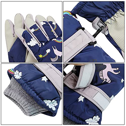 Image of RARITYUS Kids Cute Unicorn Gloves Waterproof Winter Ski Fleece Lined Snow Glove Thermal Warm Mittens for 3-9 Boys Girls