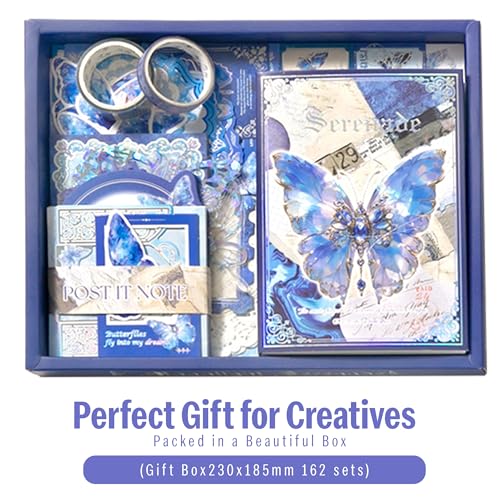 Image of The AutoStory Music Scrapbook Album Set A6 Junk Journal Notes Aesthetic Stickers Symphony Collage Papers Washi Tape DIY Craft Art Planner Decoration Supply Gift Teens Girls (Serenade, Blue)