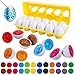 HVDHYY Uovo Giocattolo Pasqua Uova Abbinate Macchinine Sgiocattolo per Bambini Riconoscimento 12pcs Montessori Uova Plastica Giocattoli Apprendimento Educativi Abbinamenti Regalo Compleanno Viaggio